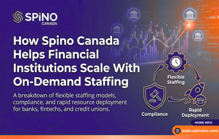 Ensure images used in the blog have alt text like "Spino Canada team working on financial software" or "Staff augmentation for banks."